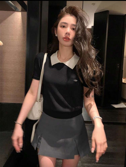 Blusa manga corta con cuello N25WN08