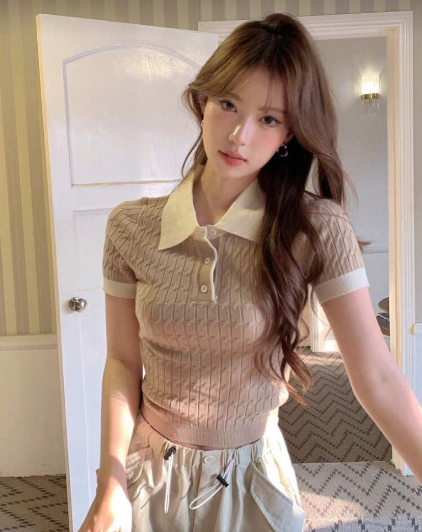 Top tejido con cuello polo N25WÑ08