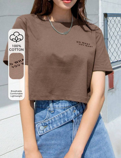 Camiseta de manga corta de verano con estampado café A25PY010