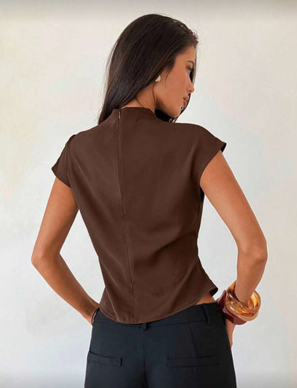 Blusa elegante de cuello alto D25WZ04