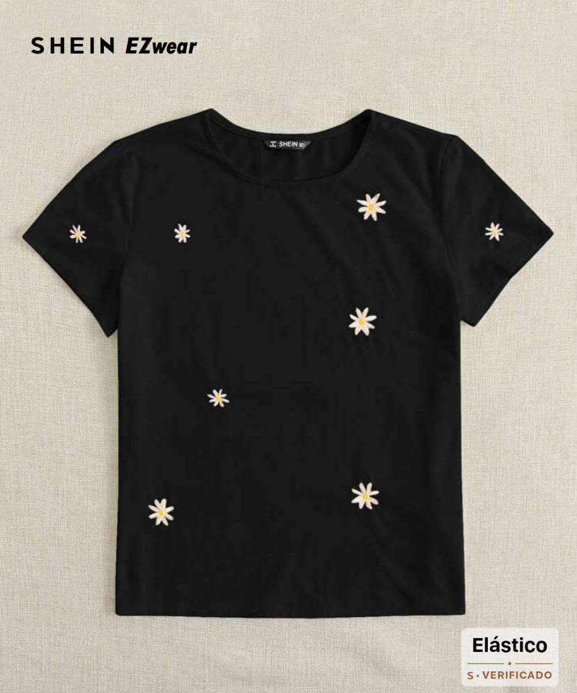 Camiseta bordado floral A25PW03