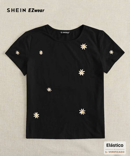 Camiseta bordado floral A25PW03