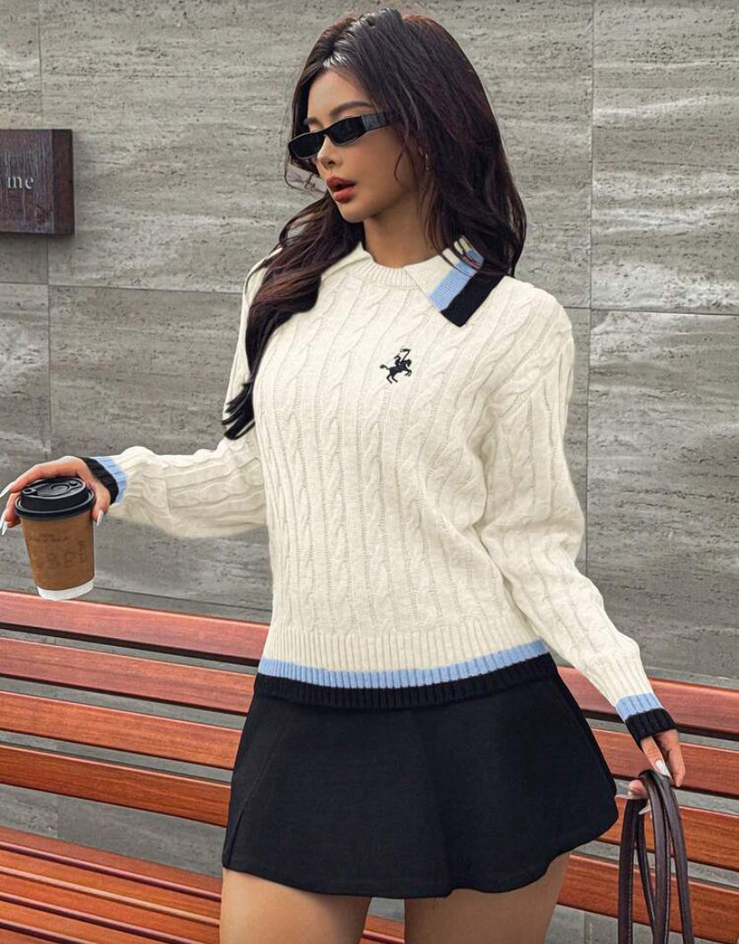 Suéter de  mujer con contraste D25WX02