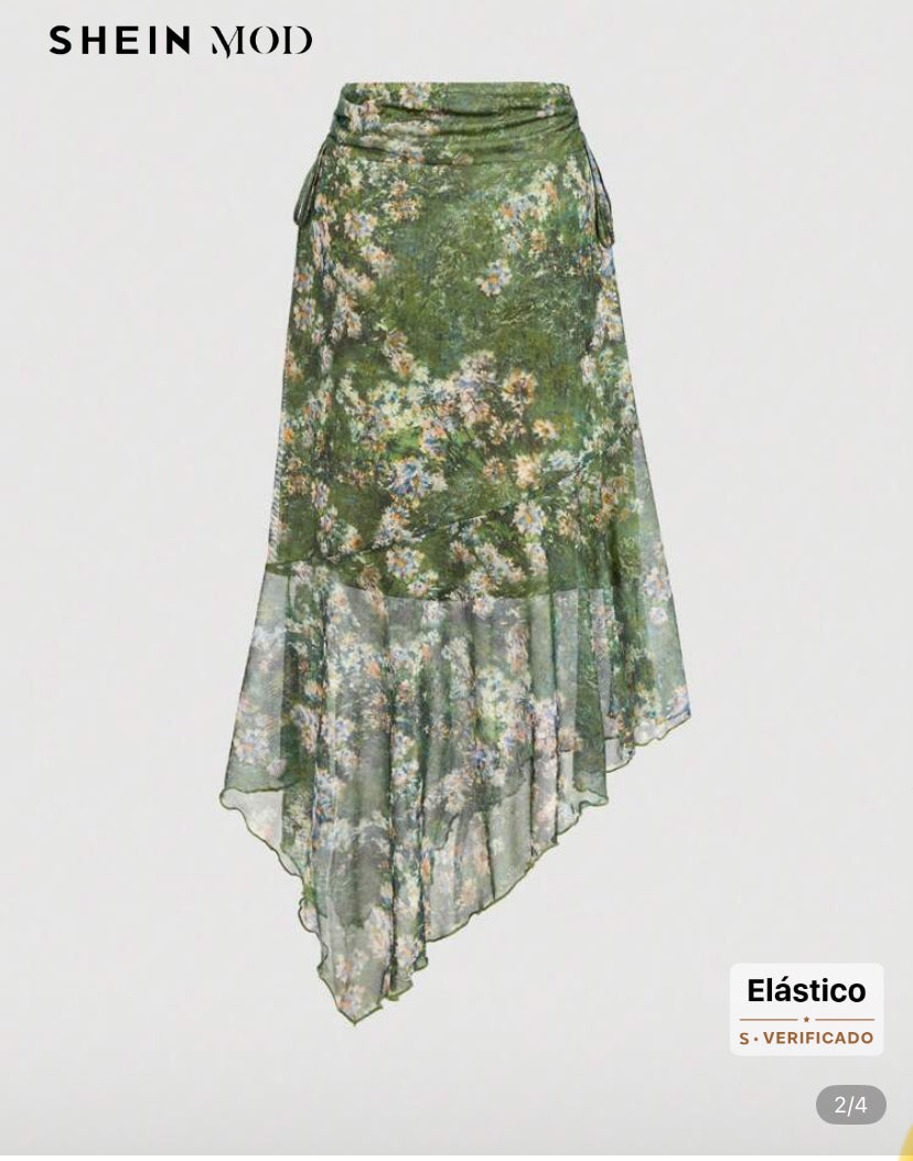 Falda con estampado vintage Asimetríco A25QB07