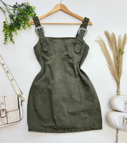 Falda con tirantes de lona J25QU09