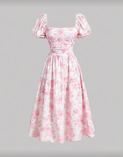 Vestido largo con flores F26XW06 🔴