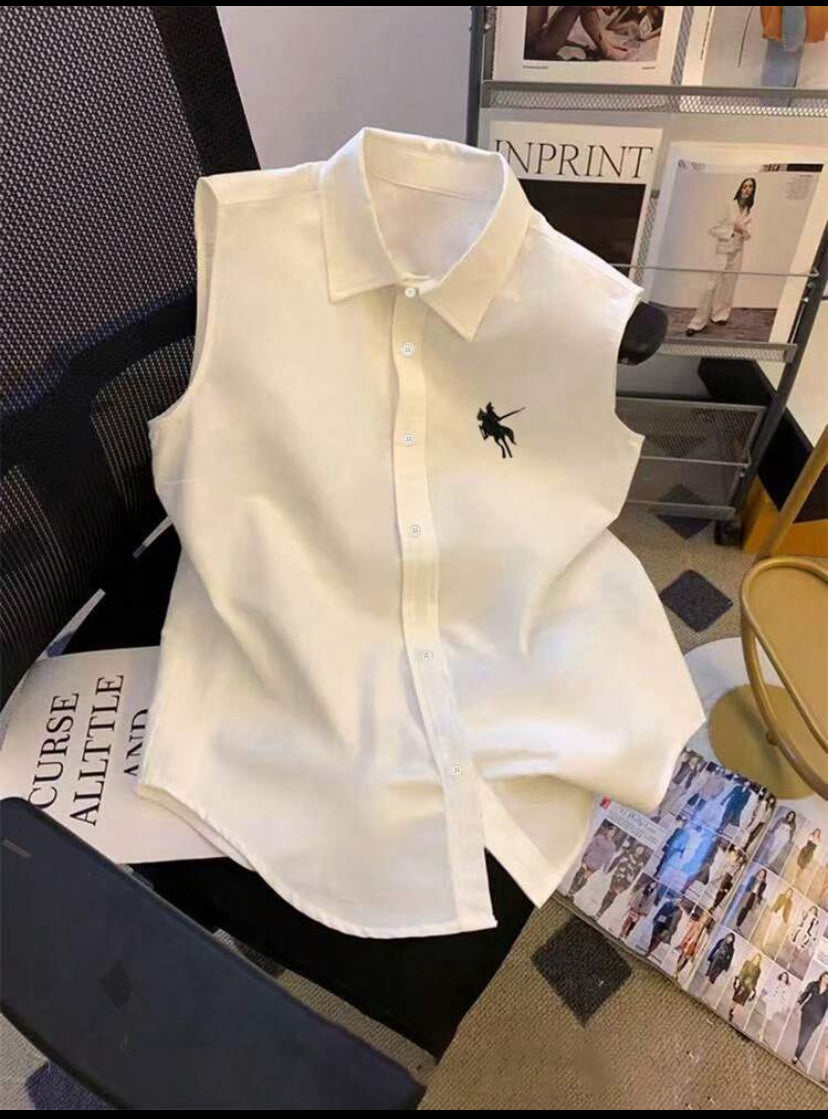 Camisa casual sin mangas con botones delanteros A25PÑ01