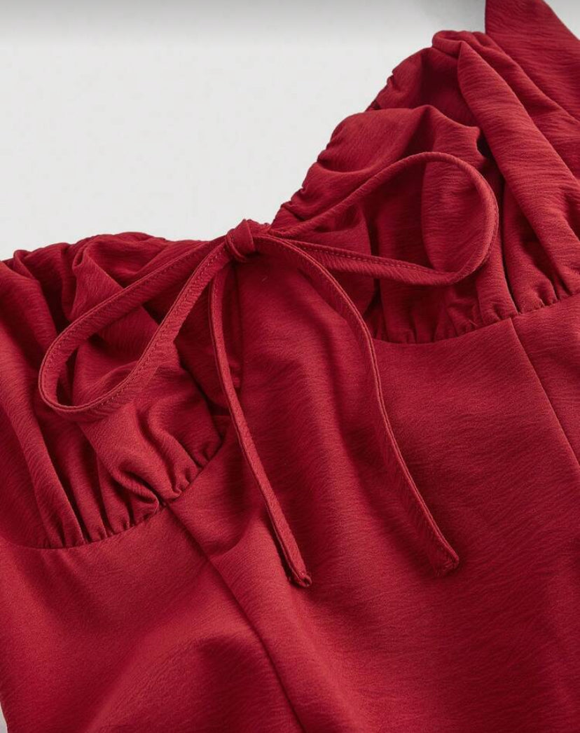 Vestido fruncido y lazo E26XP03