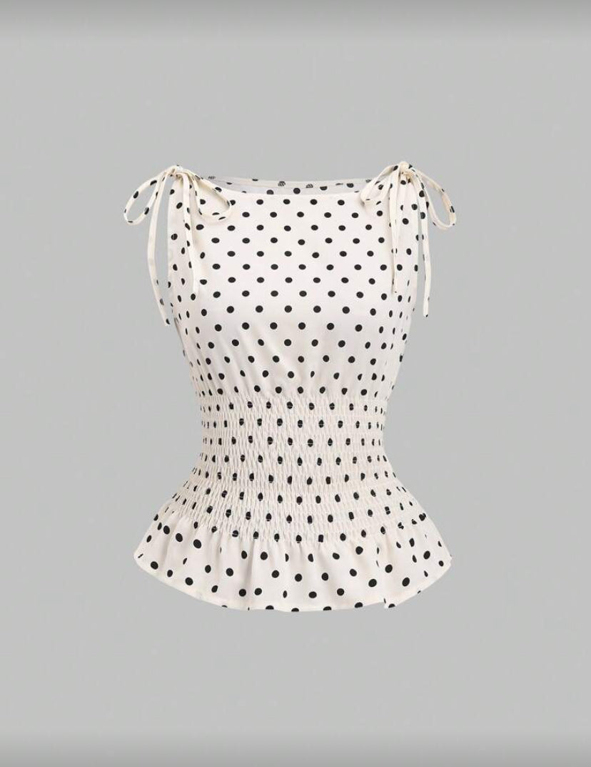 Blusa informal con diseño de lunares N25WP06