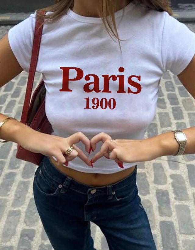 Camiseta con estampado de logotipo de París E25MÑ01