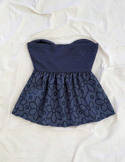 Blusa de hombros descubiertos azul real A25PX04