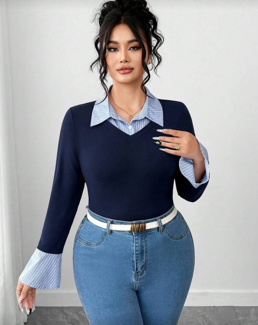 Blusa de talla grande elegante E26XS02