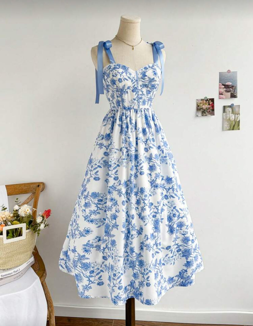 Vestido azul con patrón E26XH01 💗
