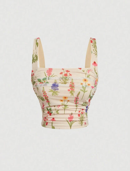 Top sin mangas con estampado floral A25QI01