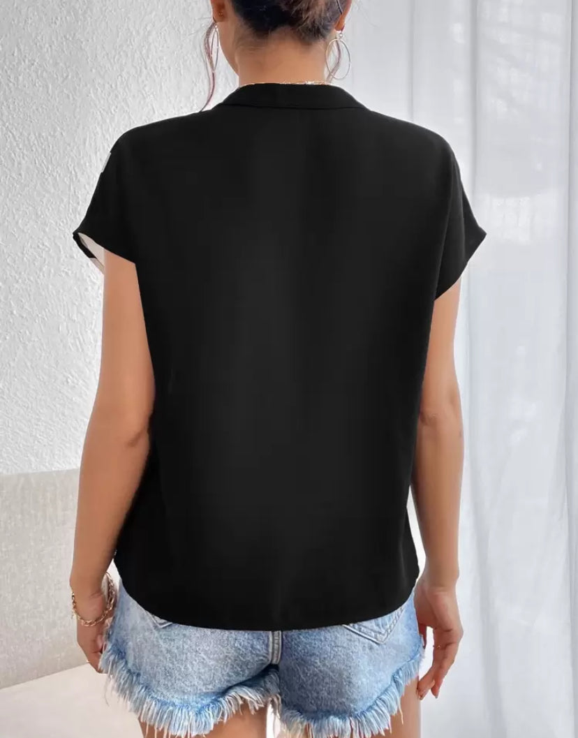 Blusa de verano con impresión gráfica manga murciélago A25PS01
