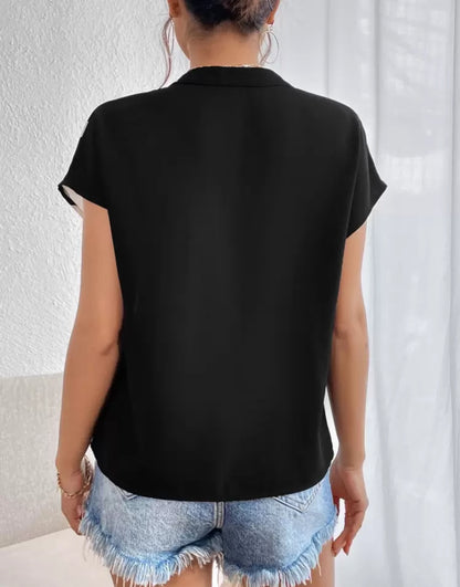 Blusa de verano con impresión gráfica manga murciélago A25PS01