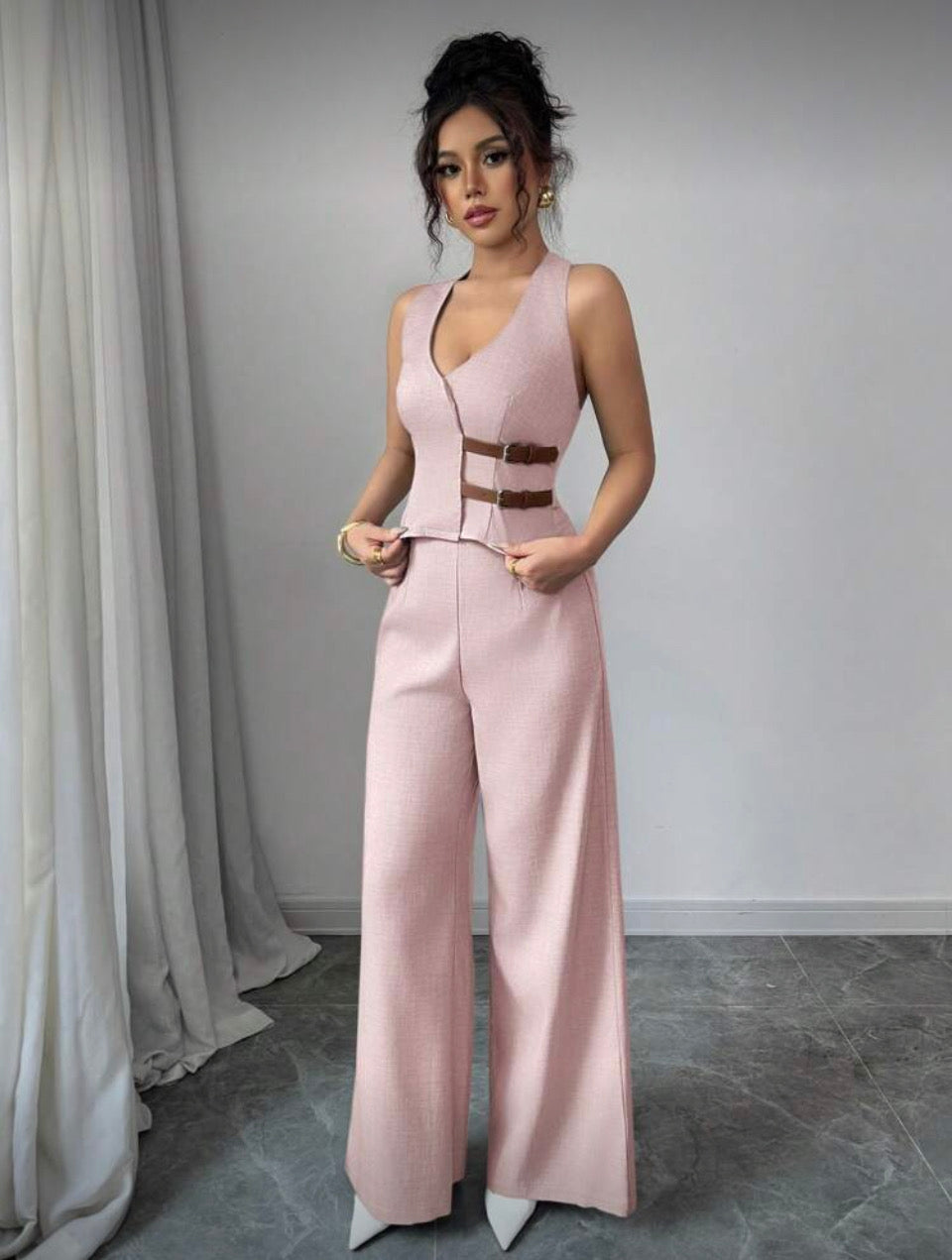 Conjunto rosa top y pantalón S25UV01