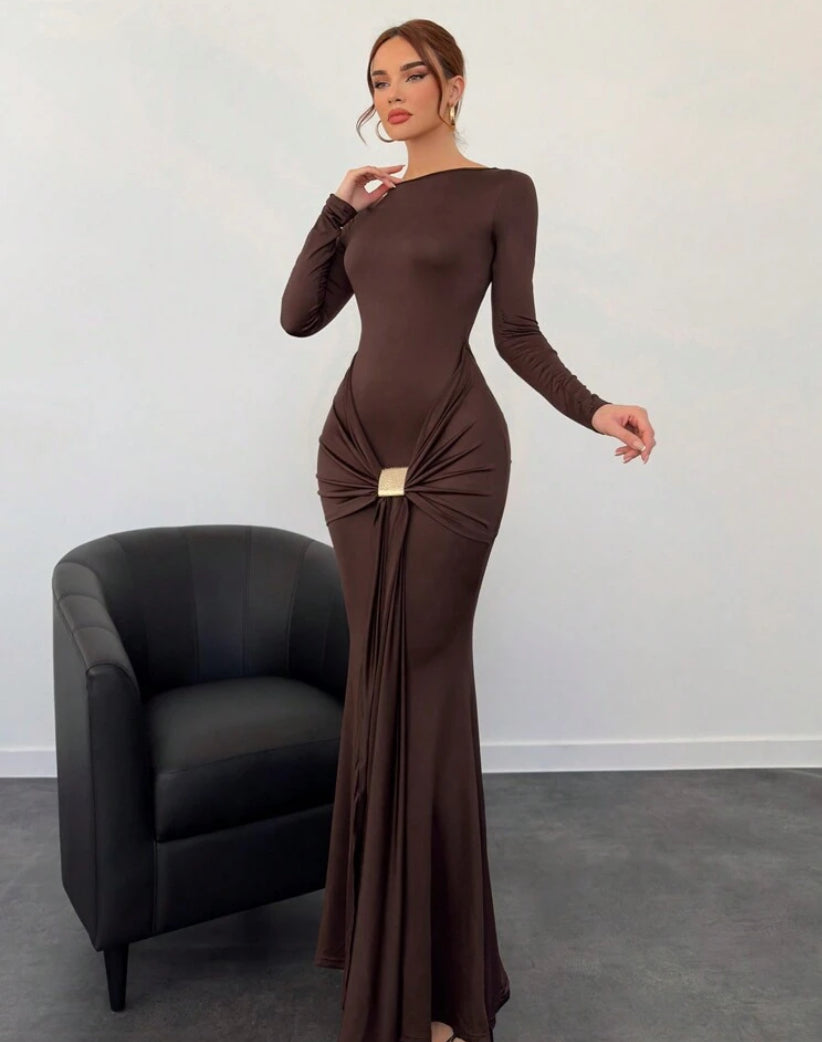 Vestido avellana nocturna S25UU02