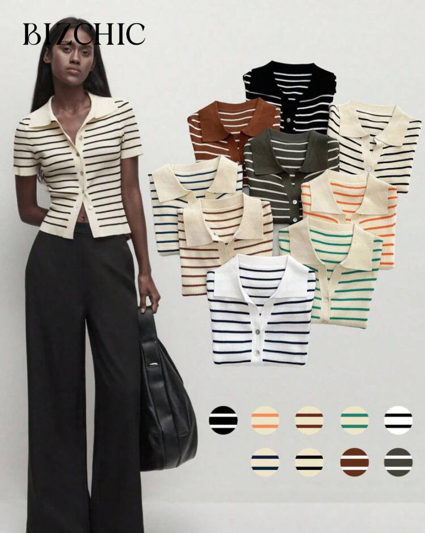 Blusa con botones a rayas E26XN04