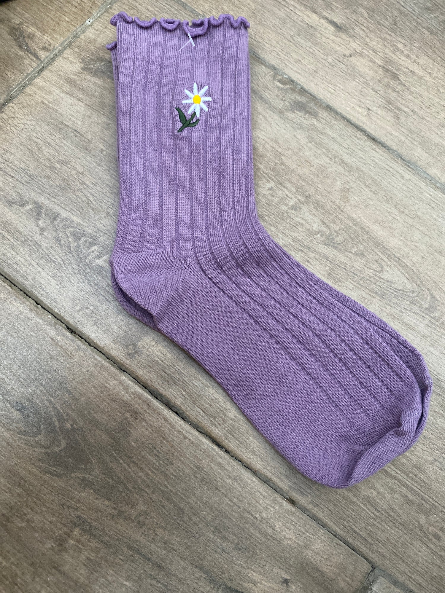 Calcetines con Bordado de Flor A25EF09