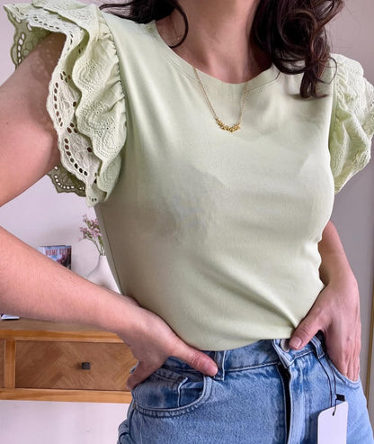 TropiCool Blusa Manga Corta con Encaje. J25SJ07