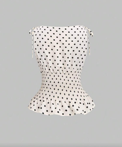 Blusa informal con diseño de lunares N25WP06