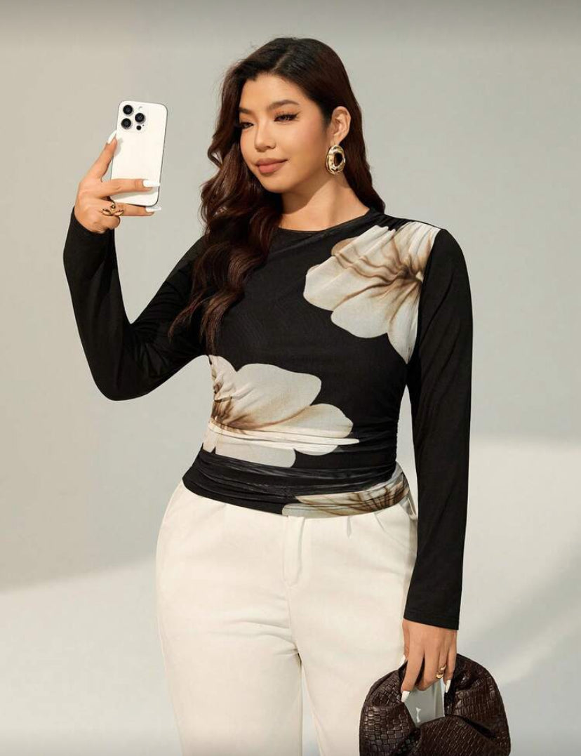 Blusa de manga larga con estampado floral E26XU09