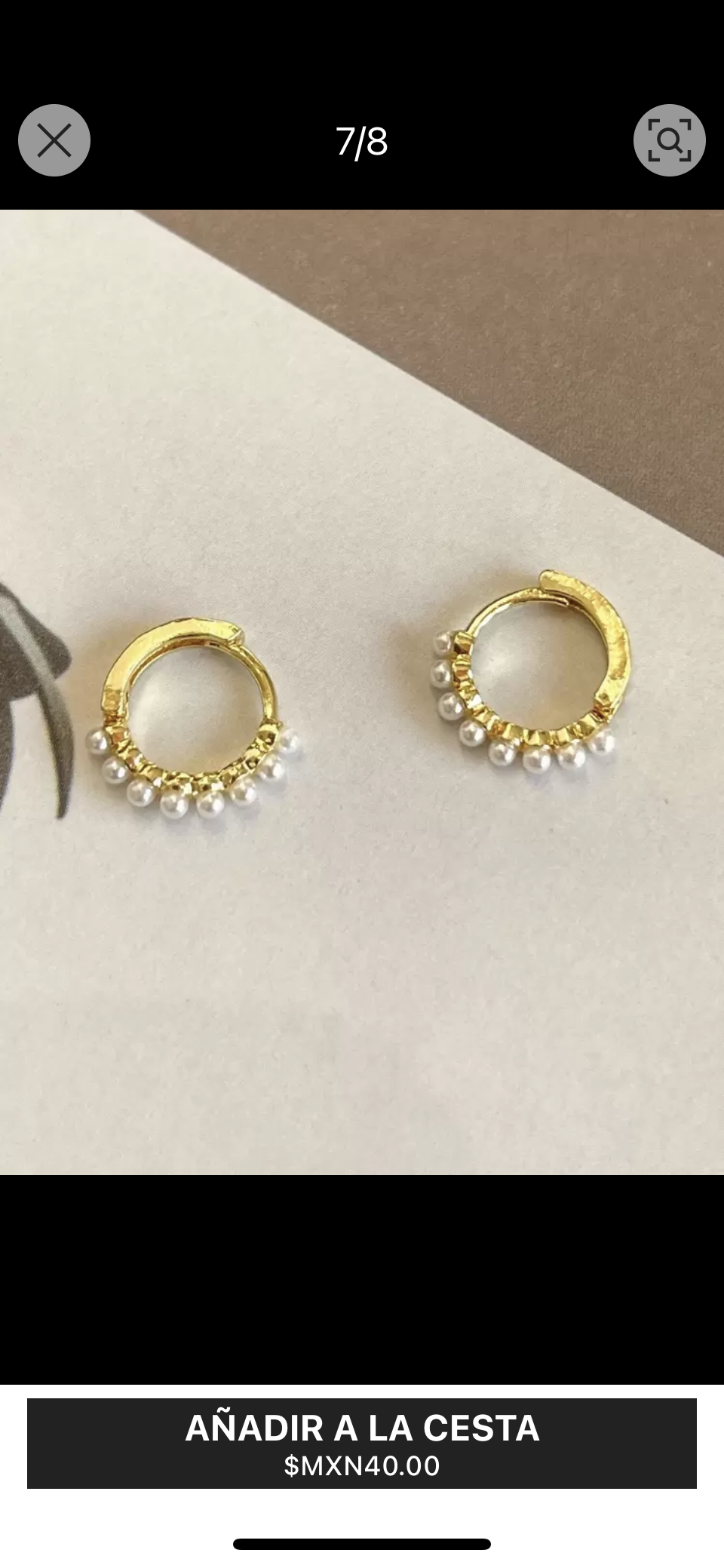 Círculo Luminoso Aretes de Aro Con Perlas C. F25NA010