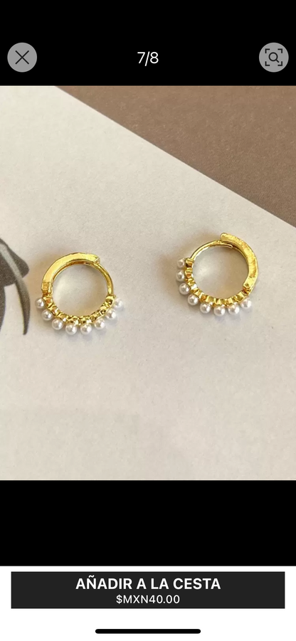 Círculo Luminoso Aretes de Aro Con Perlas C. F25NA010