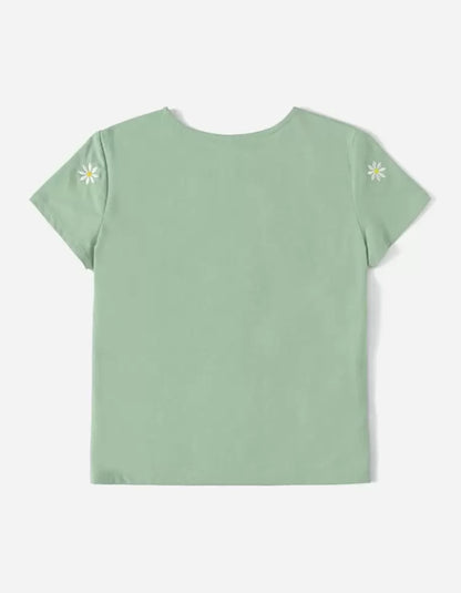 Camiseta de manga corta bordado margarita A25PZ010