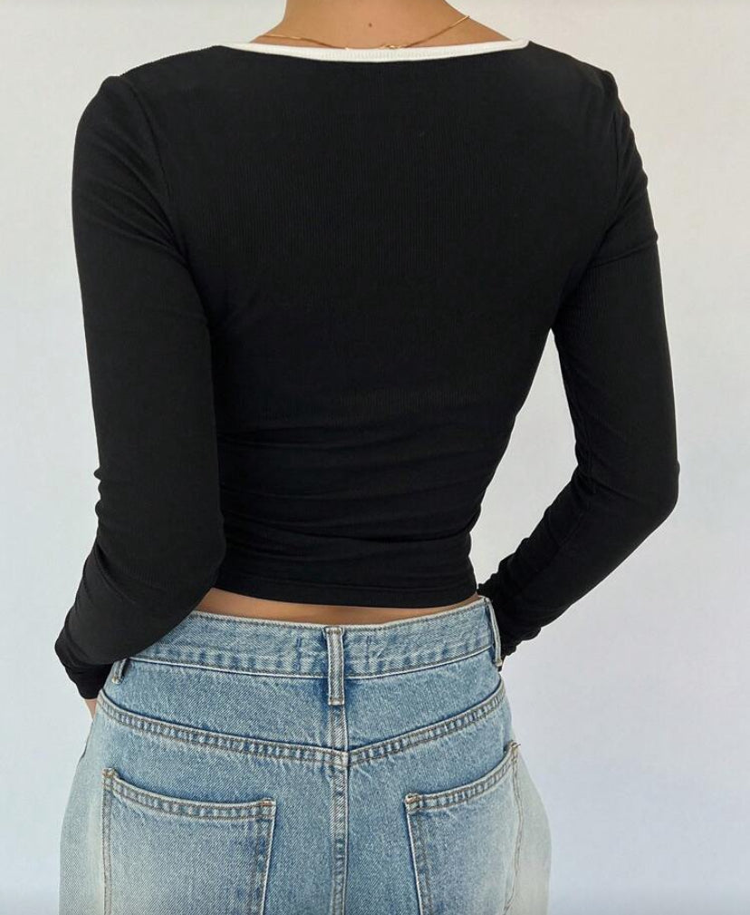 Blusa  manga larga con lazo E26XT02