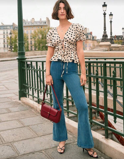 Blusa con dobladillo casual  F26YA02 🔴