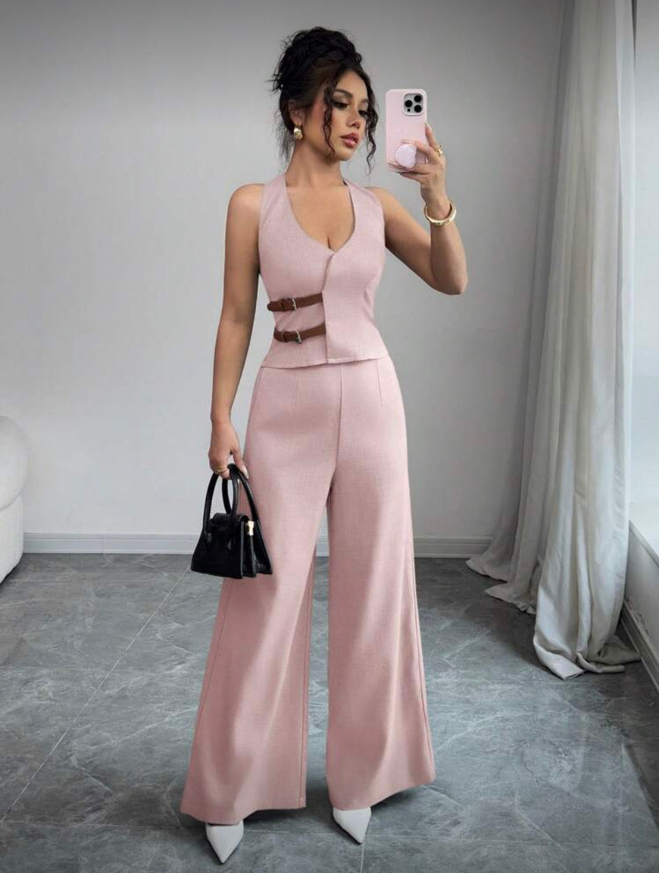 Conjunto rosa top y pantalón S25UV01