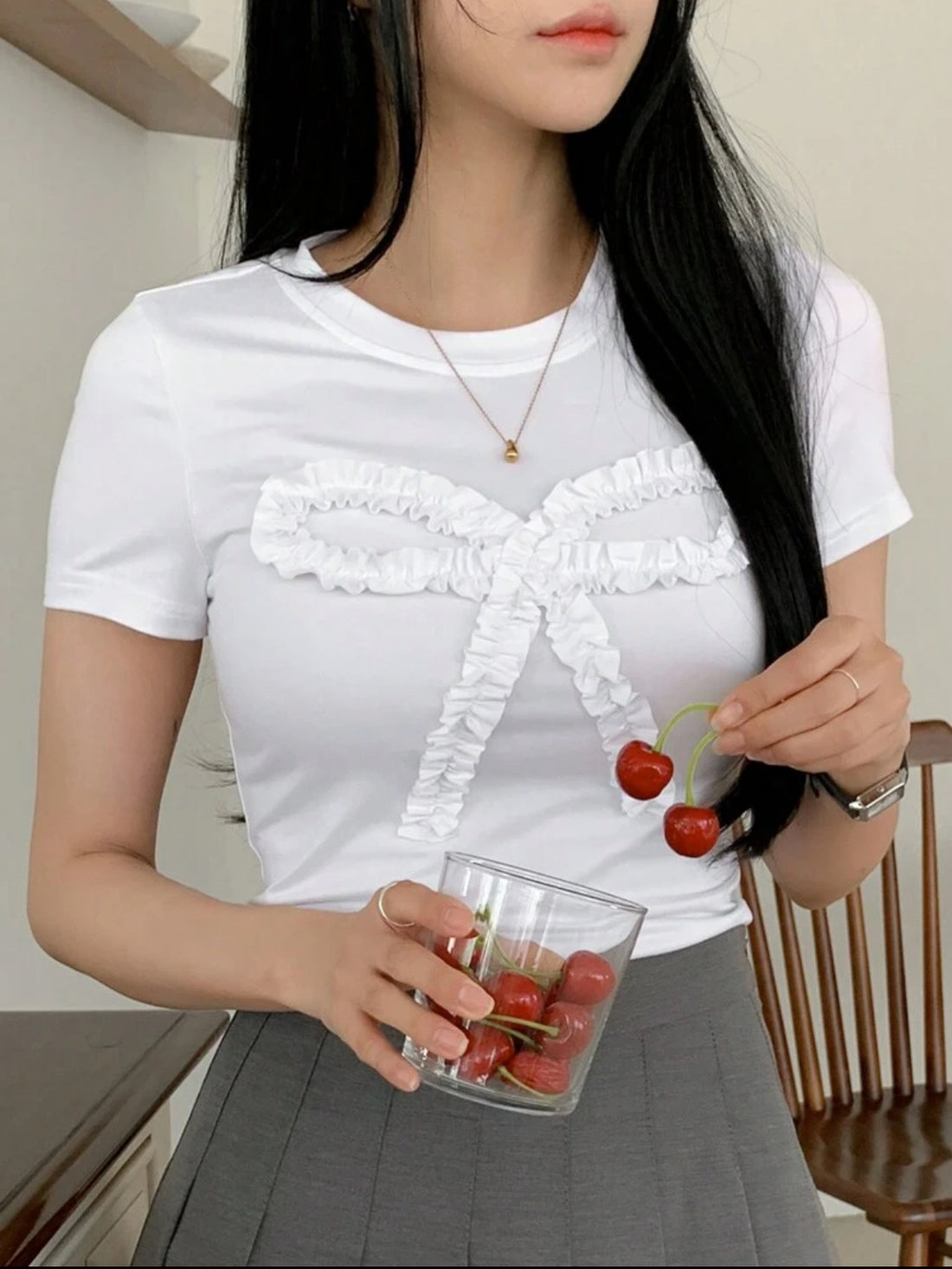 Camiseta informal sólida de manga corta A25PM06