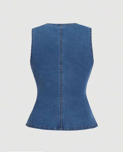 Top de mezclilla sin mangas A25PK06
