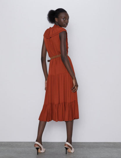 Vestido Zara rojo ladrillo BF07