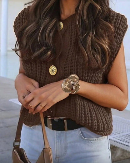 Cárdigan sin mangas unicolor F26YA01 💗