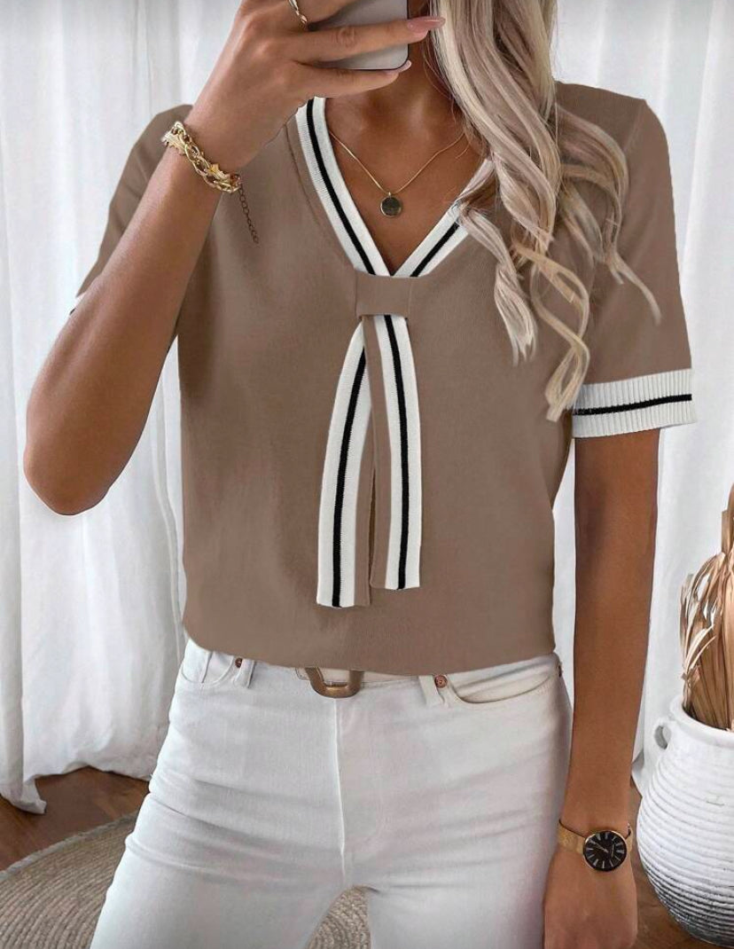 Blusa de punto manga corta E26XÑ01