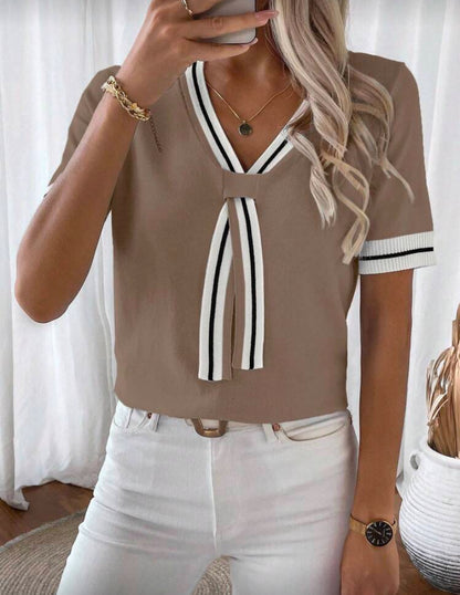 Blusa de punto manga corta E26XÑ01