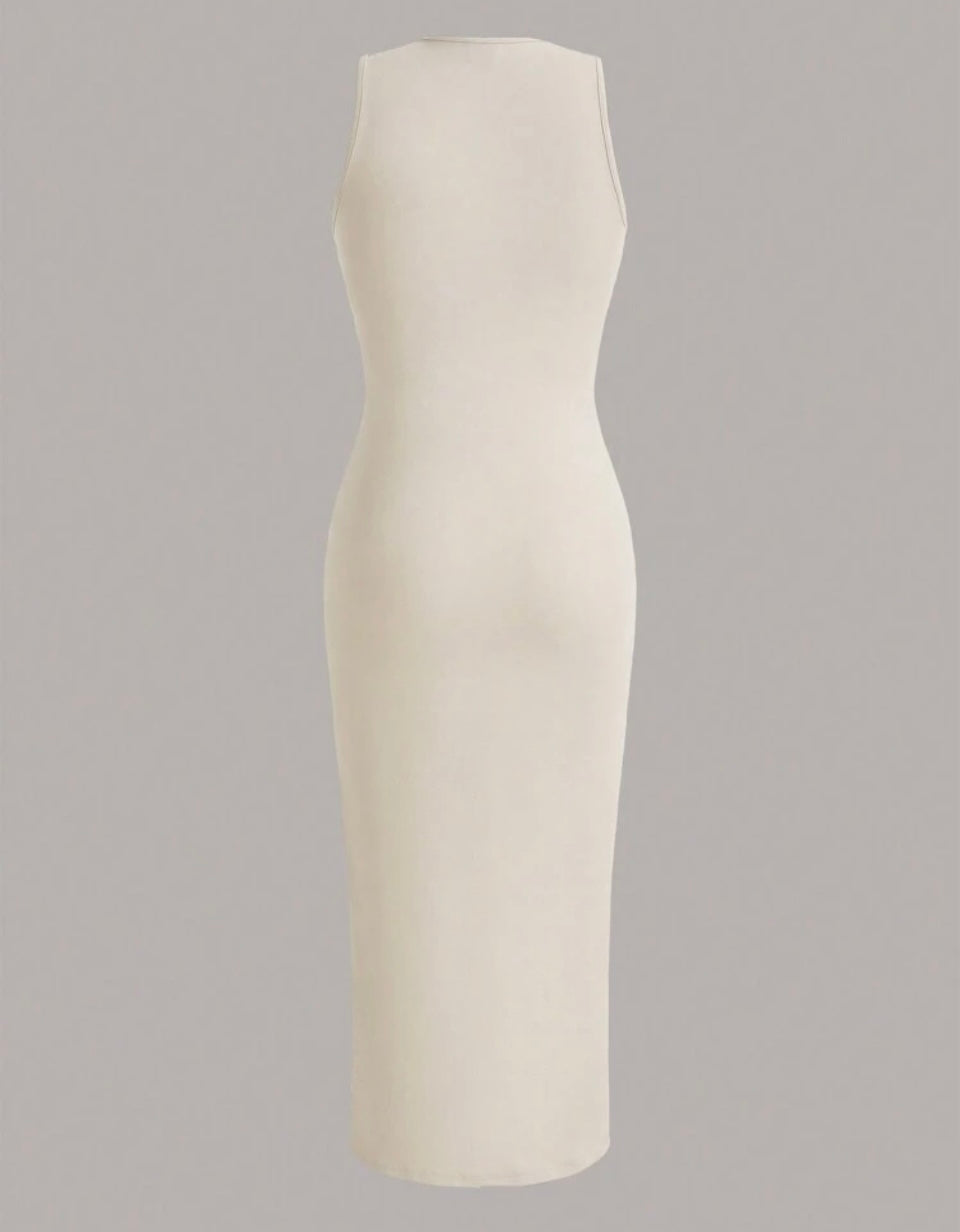 Amor en seda Vestido ajustado unicolor tejido de canalé M25ÑN09