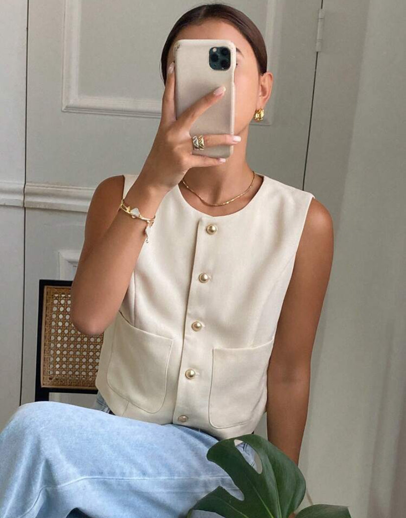 Chaleco ajustado de cuello redondo N25WM03