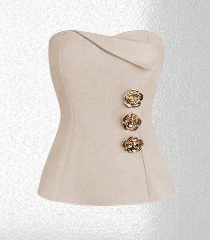 Top ajustado con decoración de flor O25WG01