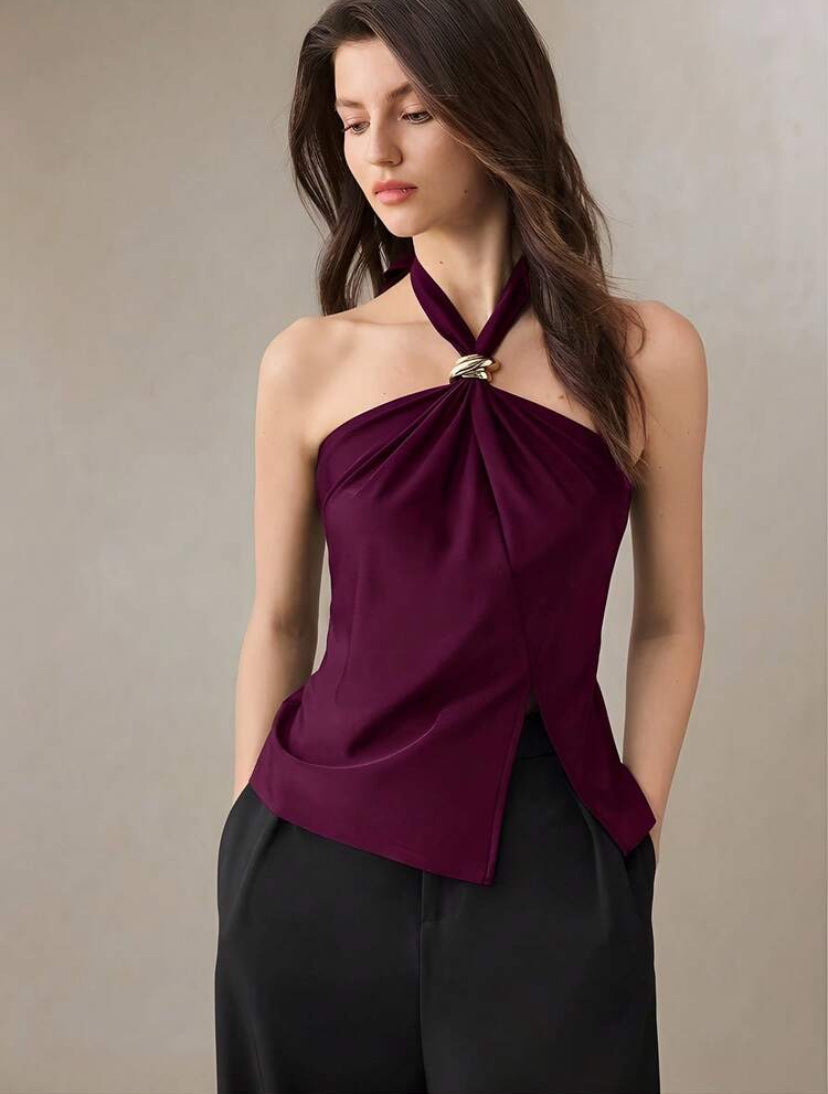 TOP DE CUELLO HALTER DE SATEN MY26AI02