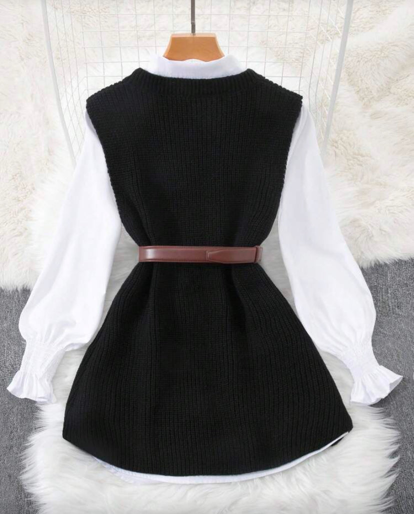 Chaleco de punto negro D25WX09