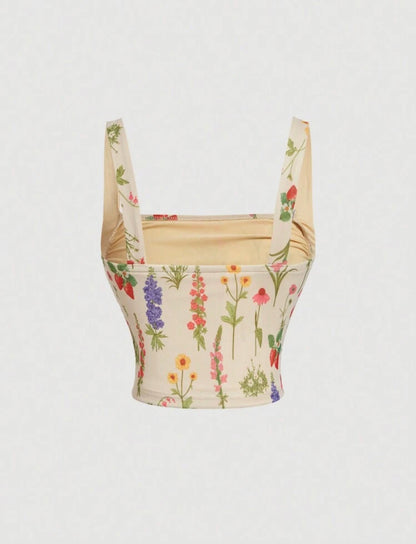 Top sin mangas con estampado floral A25QI01