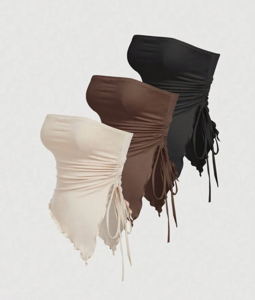 Top corpiño con pliegues anudados a la cintura A25PJ06