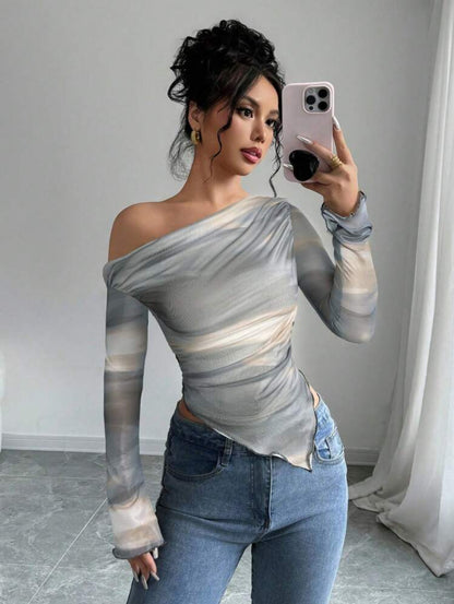 Blusa manga larga cuello asimétrico AG25TÑ09