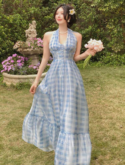 VESTIDO DE GASA A CUADROS JL26AB03