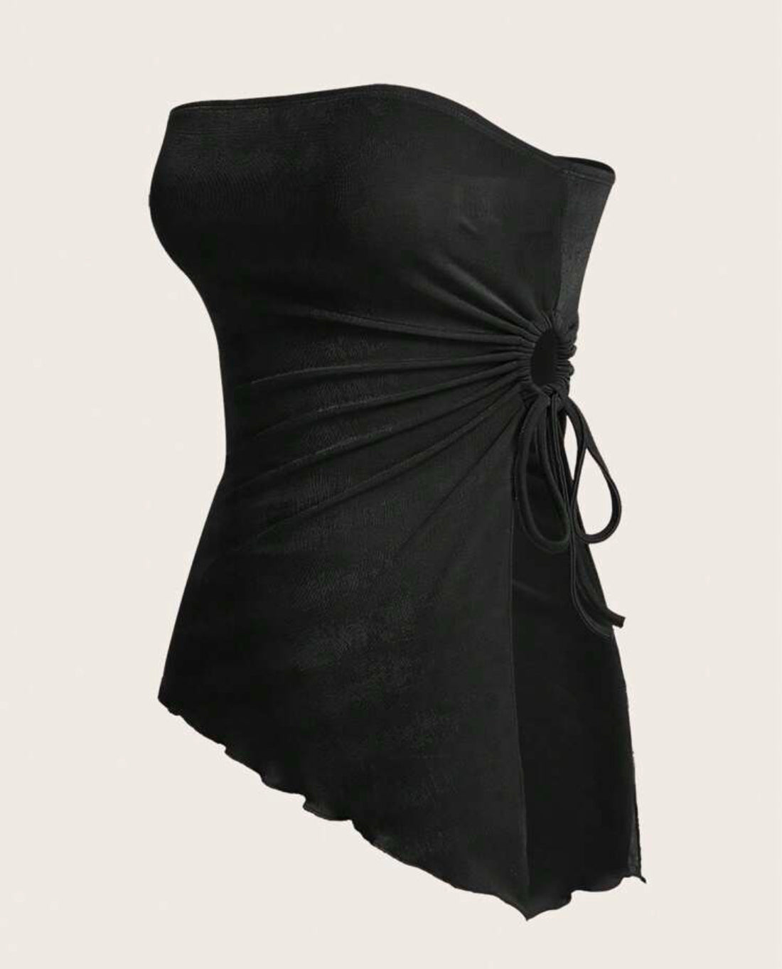 Blusa negra tubo con recogido en la cintura A25QB010