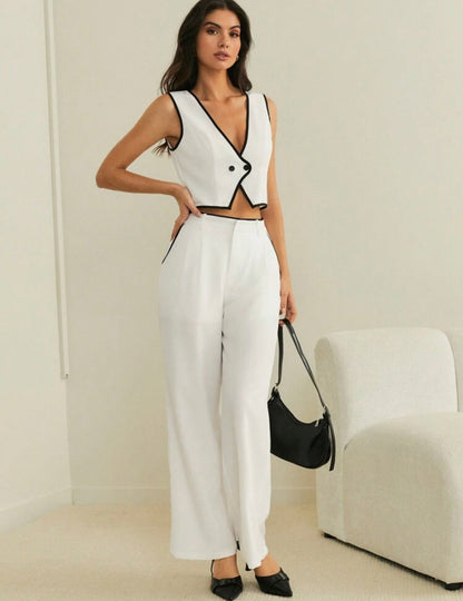 Dualidad Chic Tops sin mangas con contraste M25ÑZ06